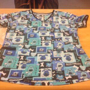 Dog Theme scrub top, TABNY size small